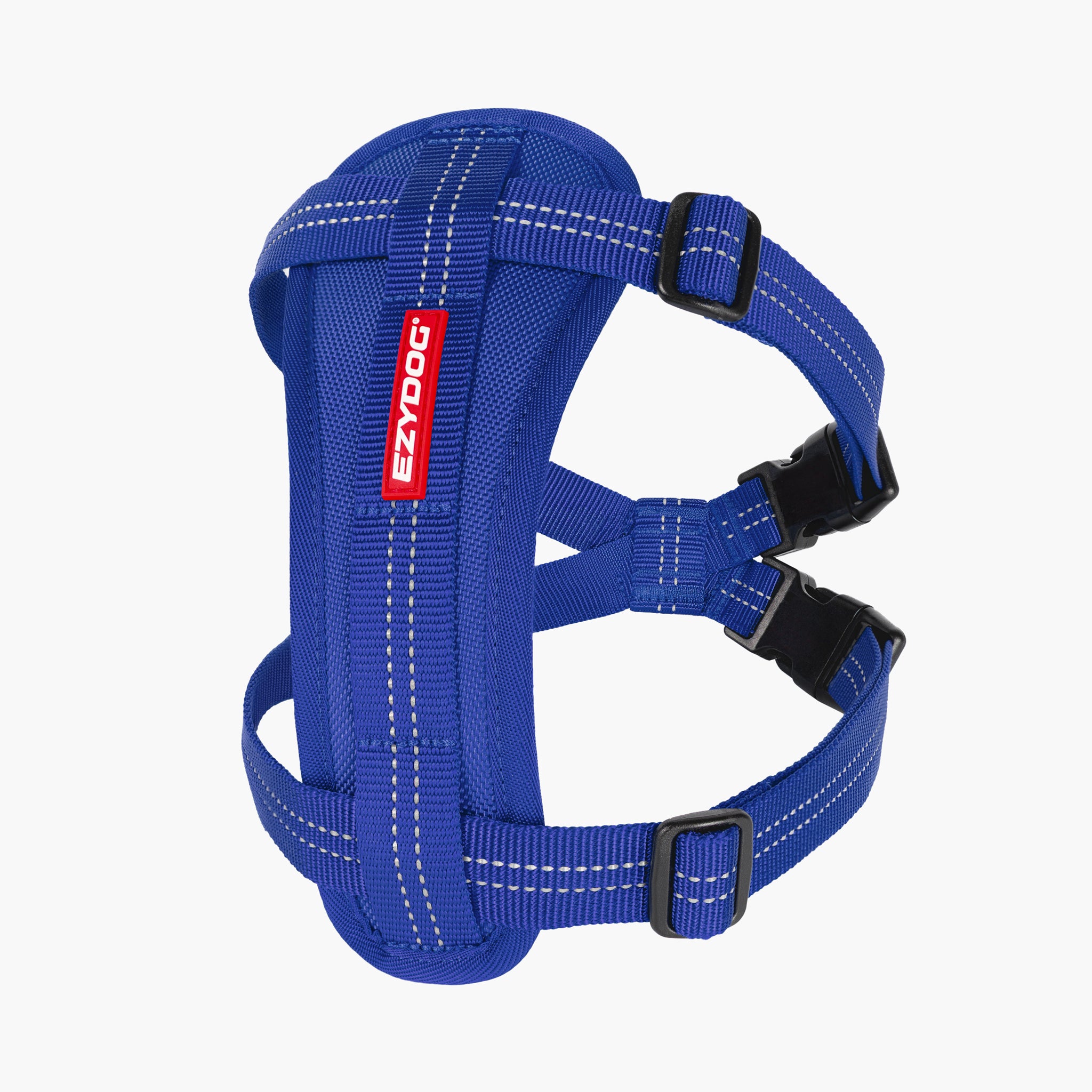 Blue Essential Chest Plate Dog Harness with EzyDog label