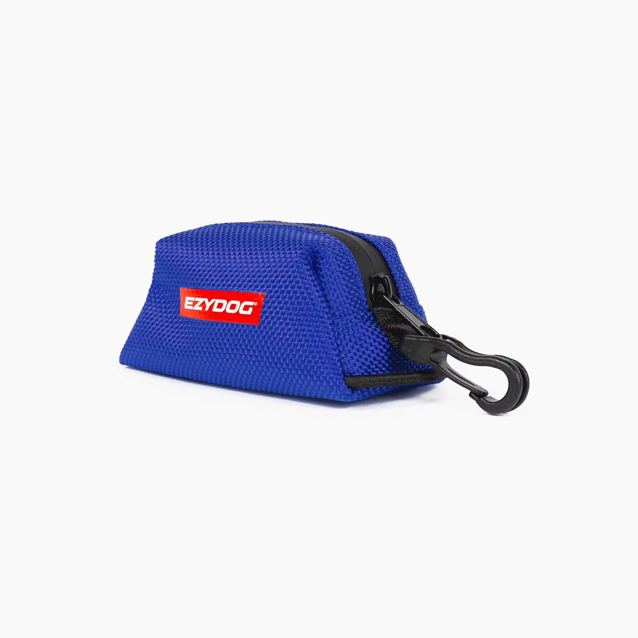 Blue Essential Poop Bag Holder with EzyDog logo on a white background
