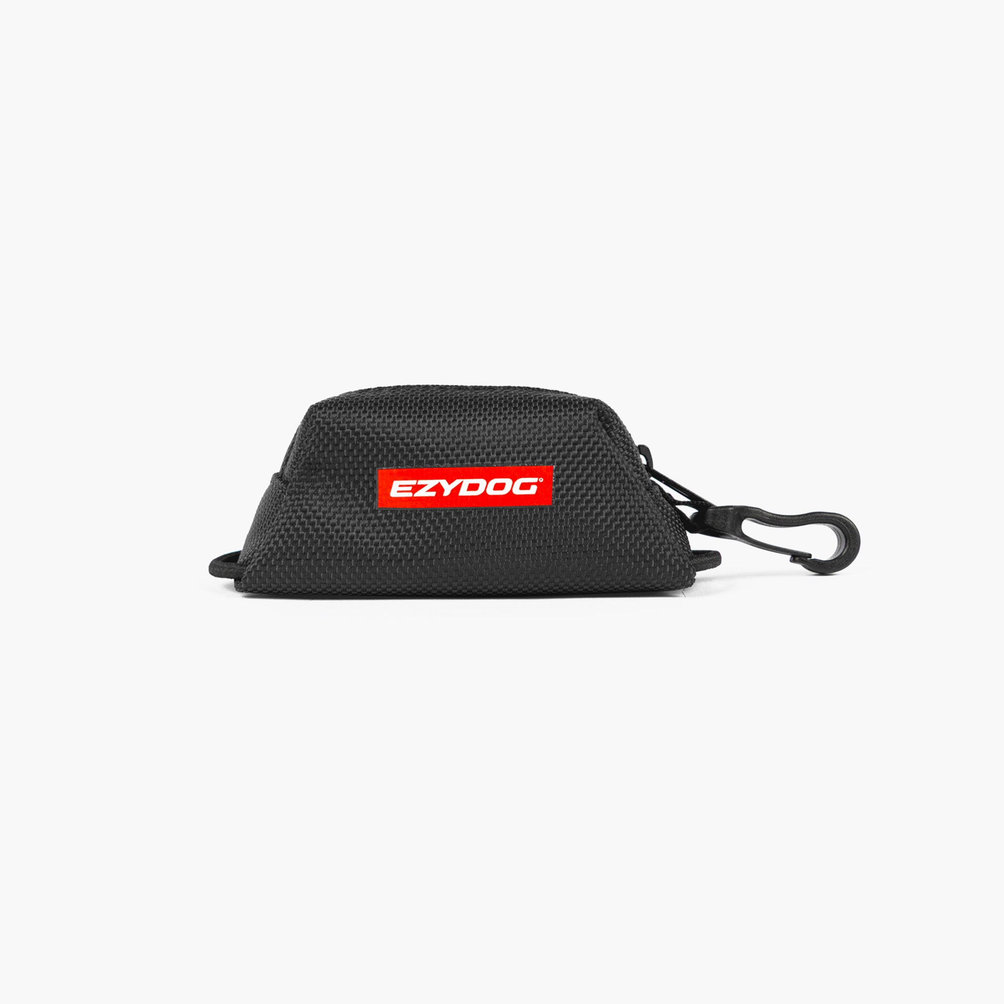 Black Essential Poop Bag Holder with EzyDog logo on a white background