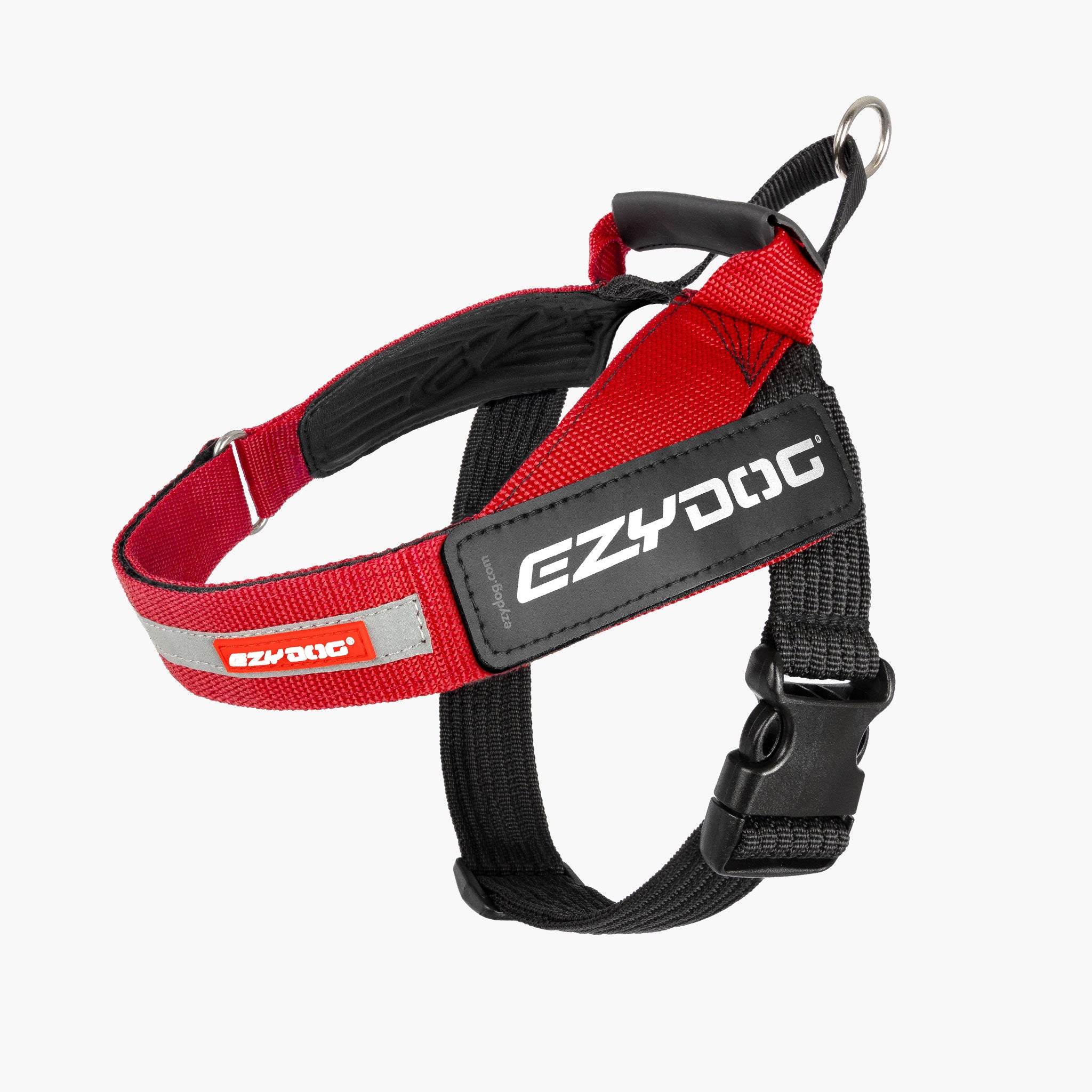 A red and black EzyDog express harness