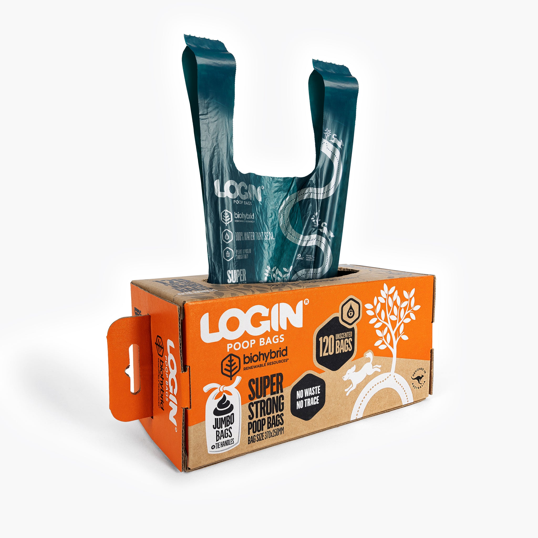 A pack of LOGIN Biohybrid Jumbo Poop Bags