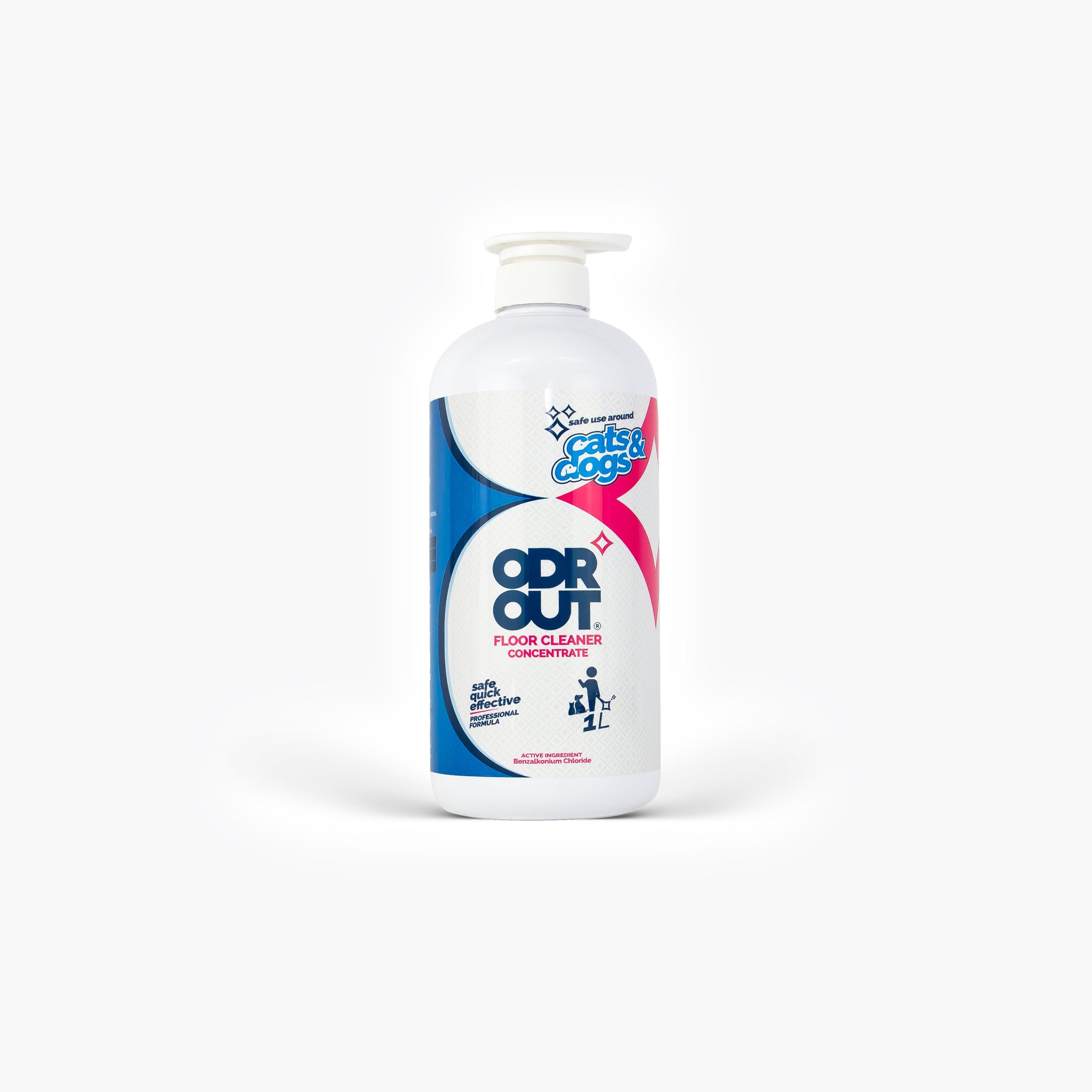 A bottle of ODR OUT Anti-Bacterial cat & dog friendly floor cleaner concentrate