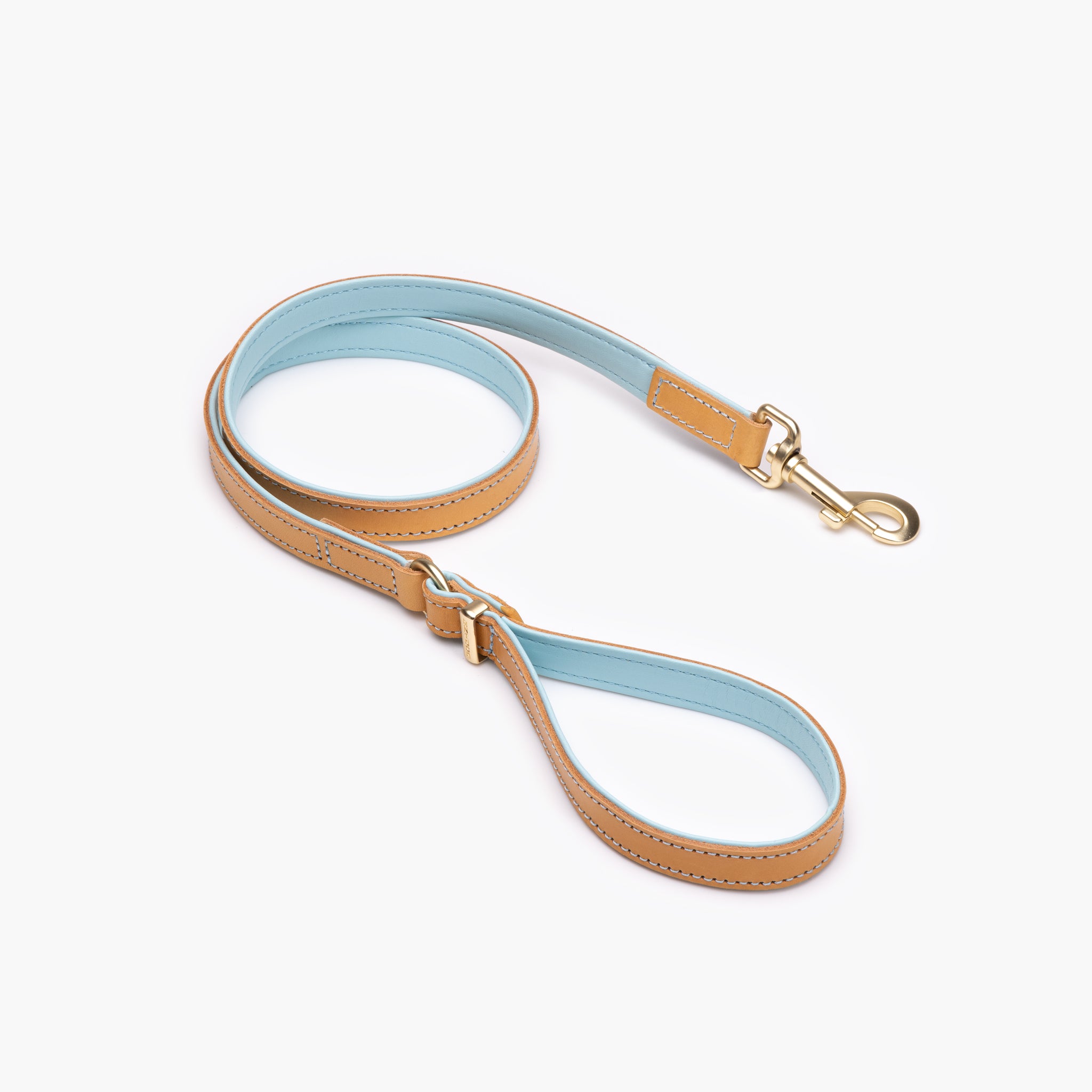 Oxford Leather - Classic Dog Leash in Powder Blue