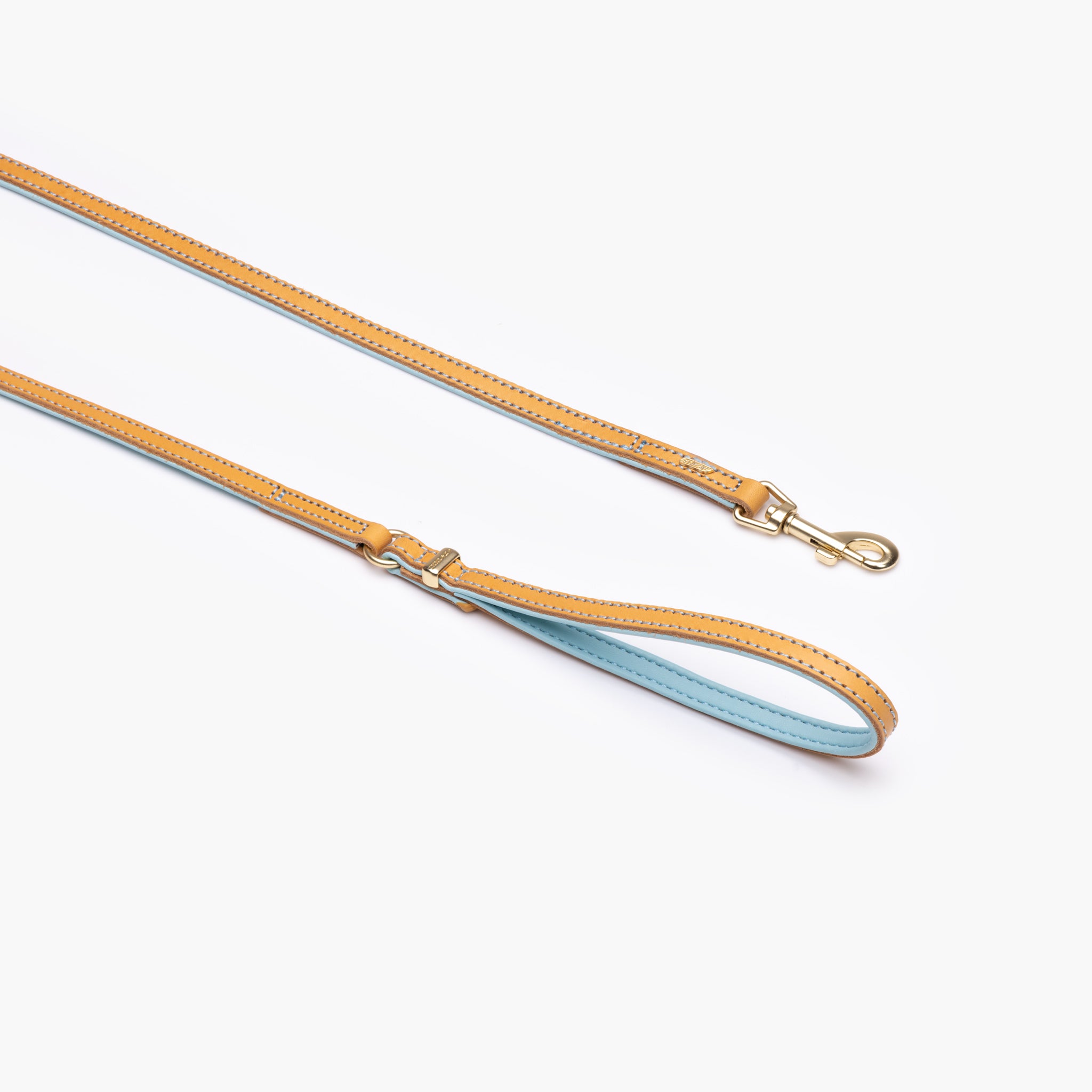 Oxford Leather - Classic Dog Leash in Powder Blue Colour