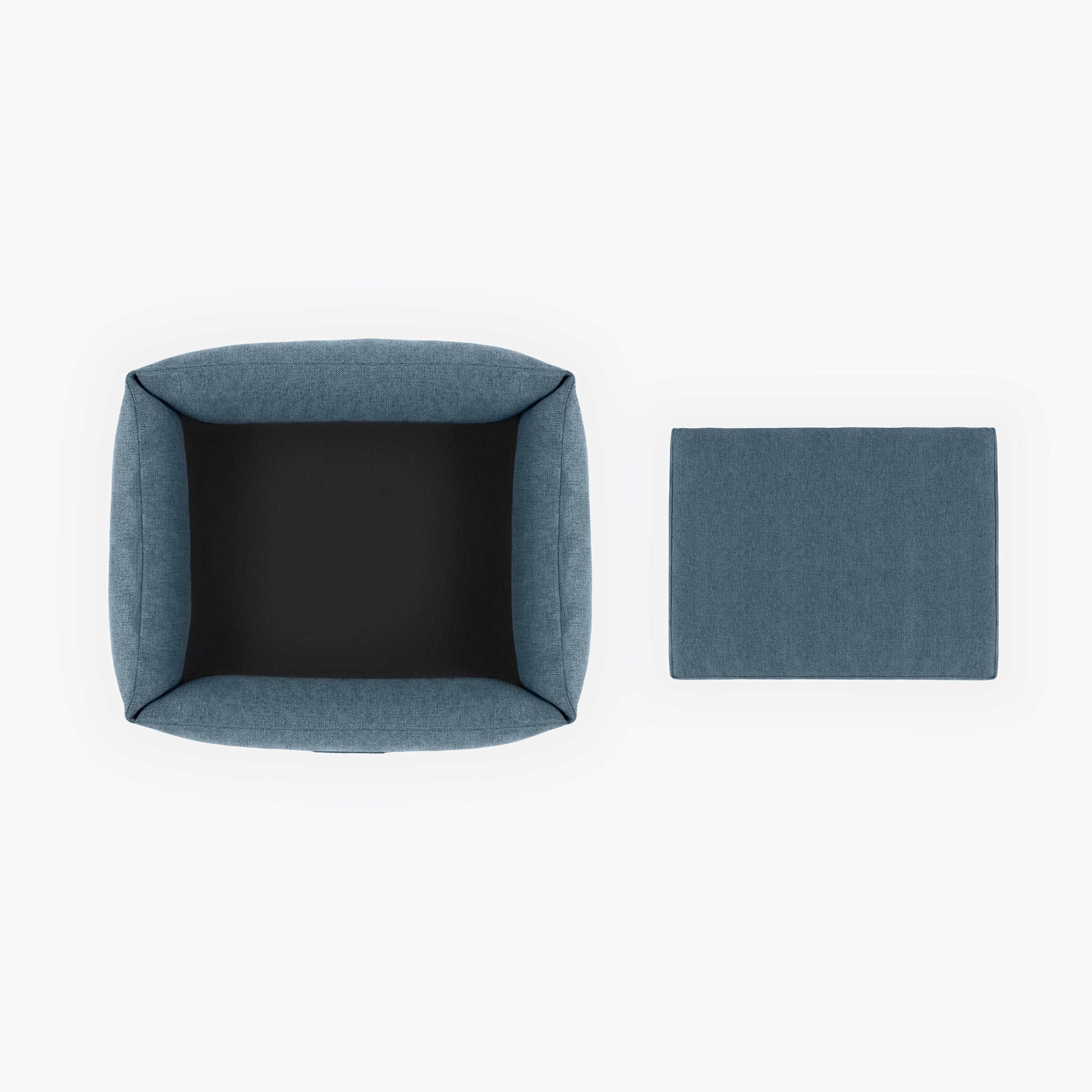 Blue cube-shaped dog bed 