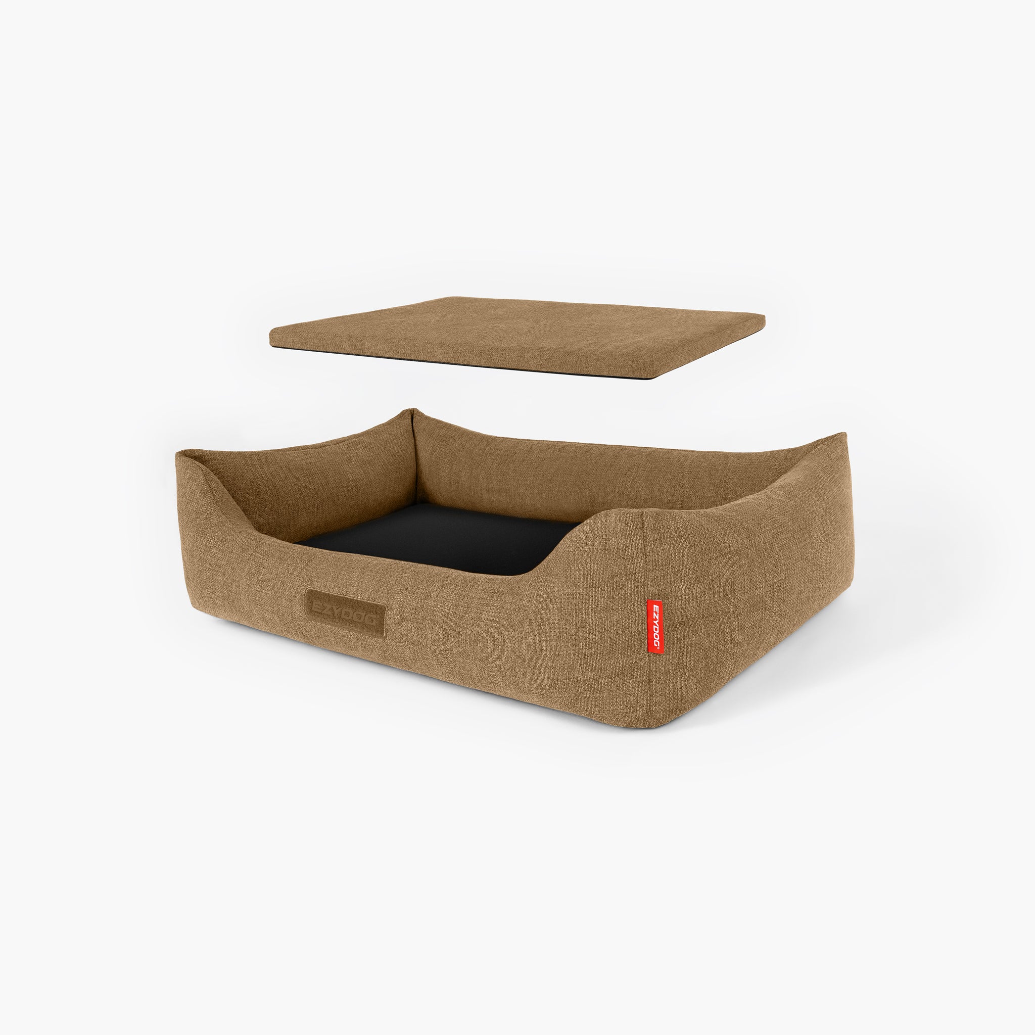Brown dog bed with mattress